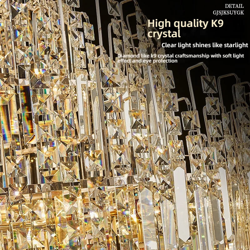 Hollow Crystal Chandelier for Duplex Hall and Staircase Lighting