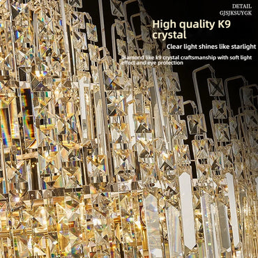 Hollow Crystal Chandelier for Duplex Hall and Staircase Lighting