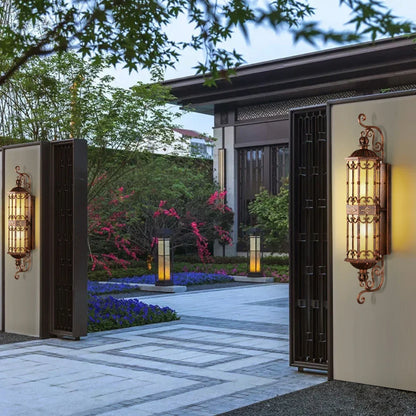 Camille Retro Gold Waterproof Aluminum LED Outdoor Wall Lamp E27