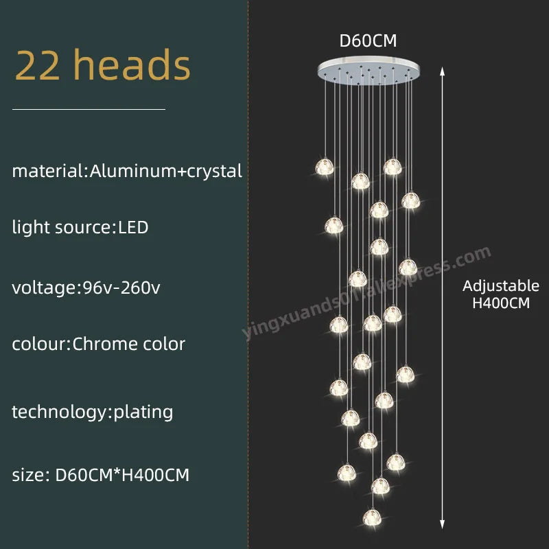 Seraphine Crystal Spiral Staircase Chandelier for Luxury Loft Interiors
