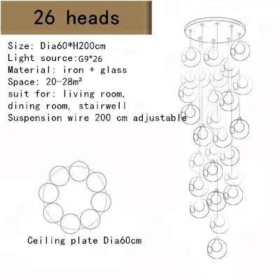 Aurélie Nordic Double Glass LED Ceiling Chandelier