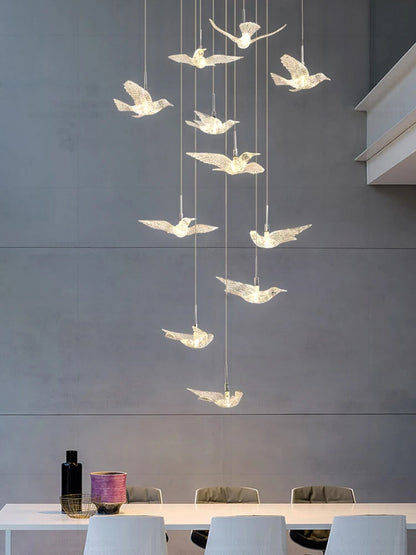 Delphine Swallow Bird LED Staircase Pendant Chandelier