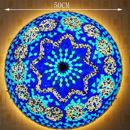 Madeleine Tiffany Stained Glass Ceiling Lamp Blue LED