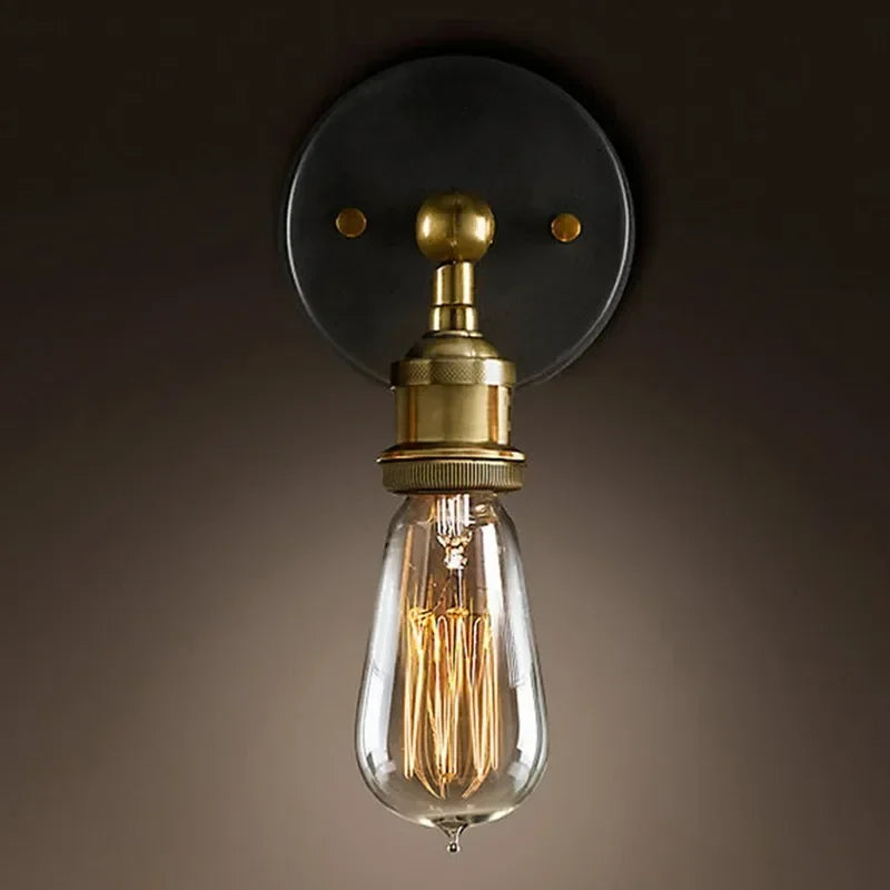 Élise Industrial Retro E27 Wall Lamp Black Gold Loft Sconce Light