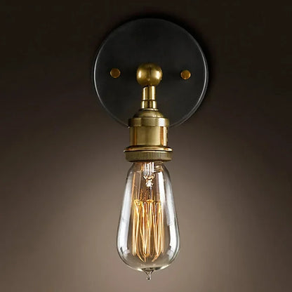 Élise Industrial Retro E27 Wall Lamp Black Gold Loft Sconce Light