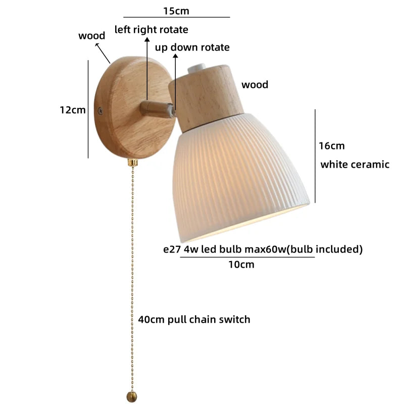 Lucienne Amber Glass Wood Wall Light