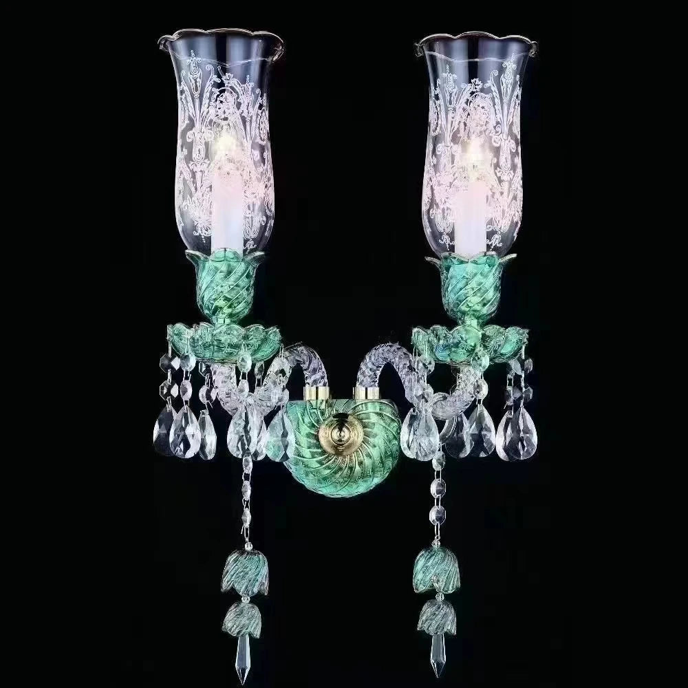 Long Clear Glass Chandelier for Living Room and Study Room