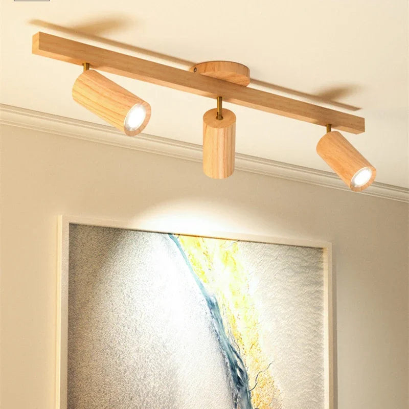Camille Wooden LED E27 Surface Spotlight Ceiling Lamp