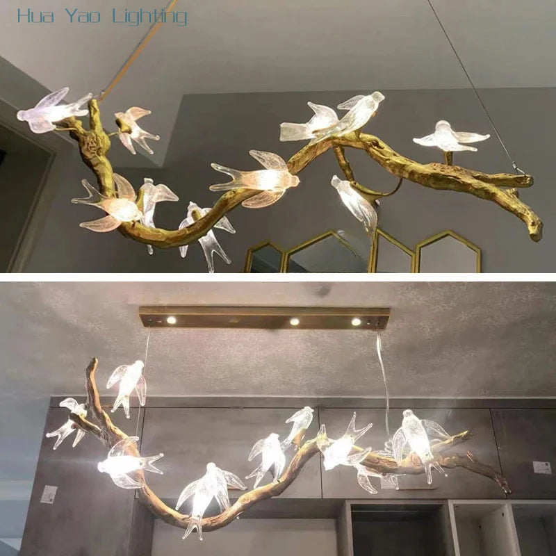 Sylvara Luxury Copper Bird Branch Chandelier