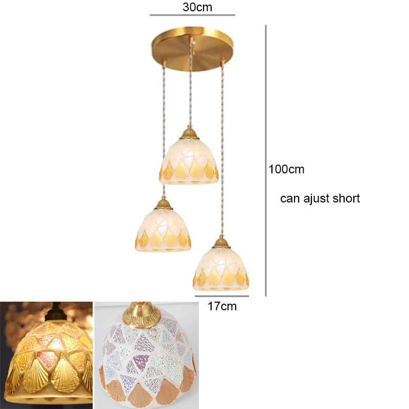 Isabelle Shell Glass Pendant Light Art Deco Bedside Lamp