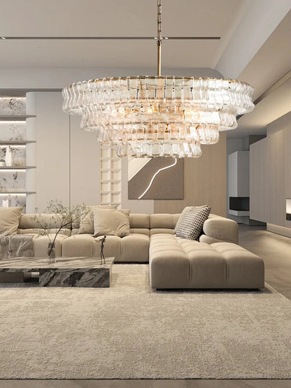 Gray Glass Round Ceiling Chandelier