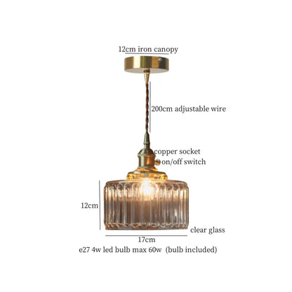 Élise Vintage Cracked Glass Copper LED Pendant Lamp Loft Style