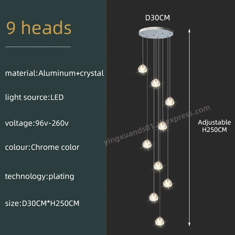 Seraphine Crystal Spiral Staircase Chandelier for Luxury Loft Interiors