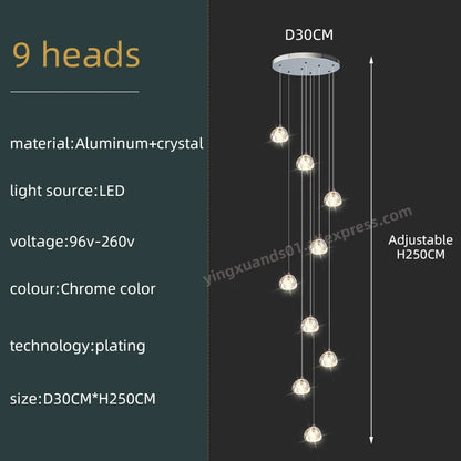 Seraphine Crystal Spiral Staircase Chandelier for Luxury Loft Interiors