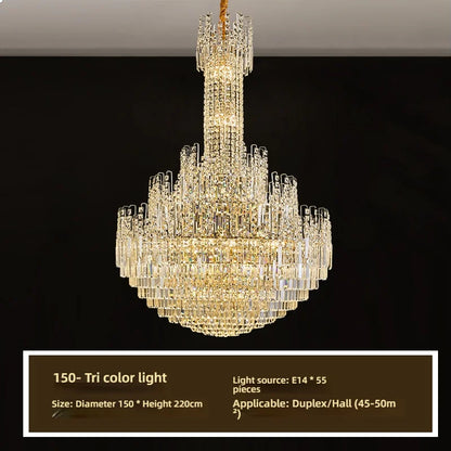 Hollow Crystal Chandelier for Duplex Hall and Staircase Lighting