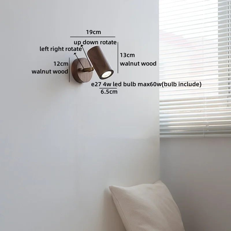 Camille Gold Copper Walnut LED Wall Lamp Japan Style