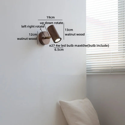 Camille Gold Copper Walnut LED Wall Lamp Japan Style