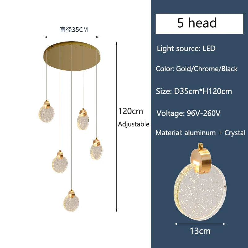 Clémence Luxury Crystal LED Staircase Chandelier Light