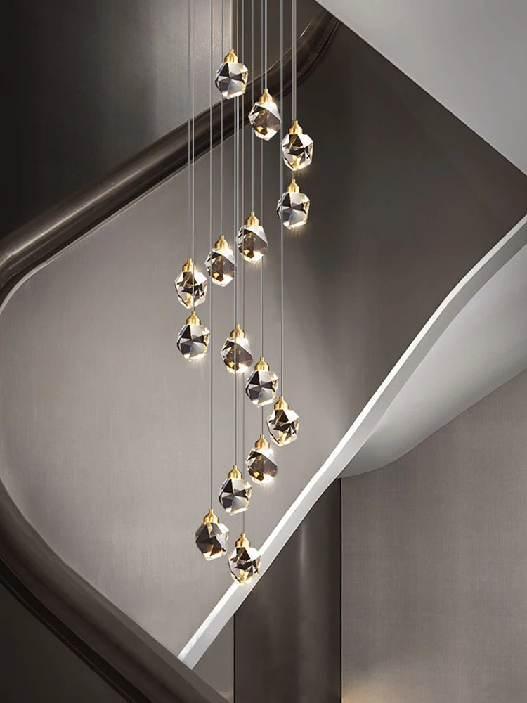 Lucienne Nordic Crystal Staircase Chandelier for Loft & Villa Interiors