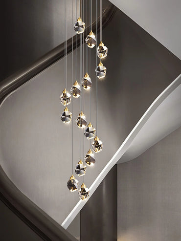 Lucienne Nordic Crystal Staircase Chandelier for Loft & Villa Interiors