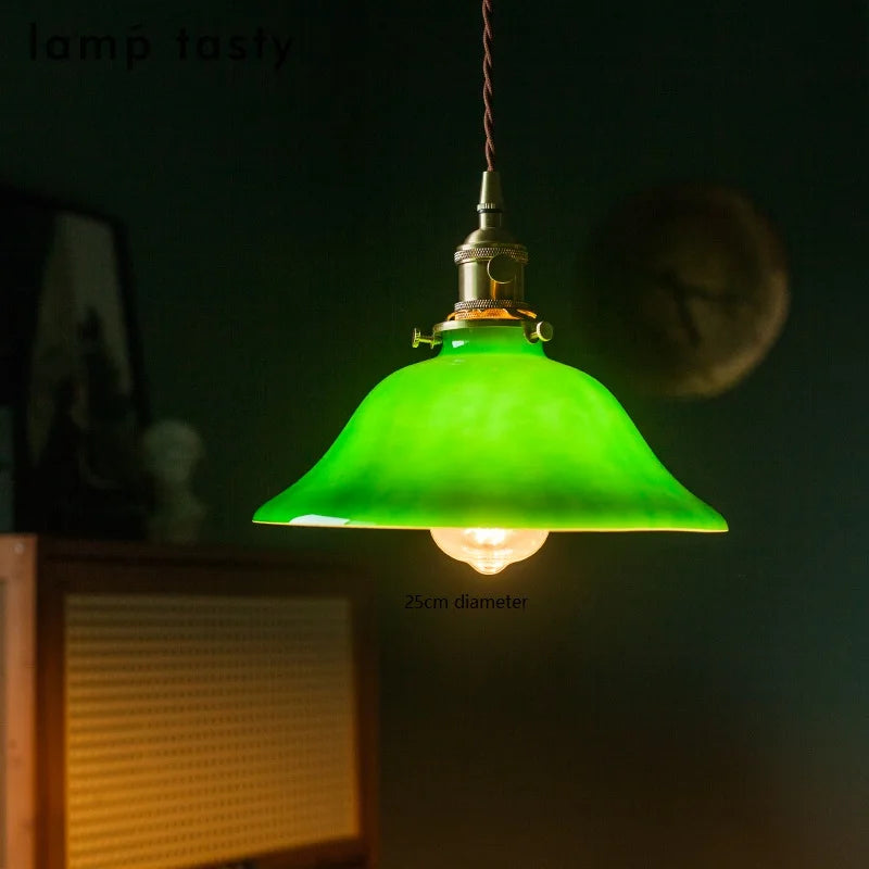 Amélie Vintage Green Glass Pendant Light