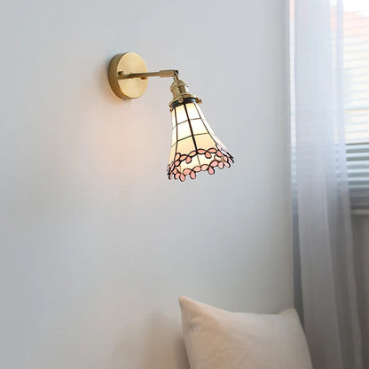 Amélie Nordic Glass Flower LED Wall Lamp Pink Copper