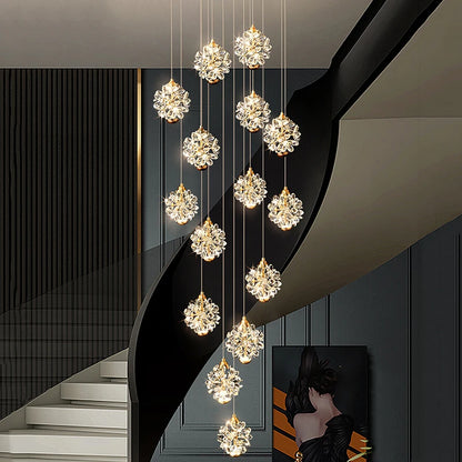 Modern Crystal Stair Pendant Light for Living Room and Hall