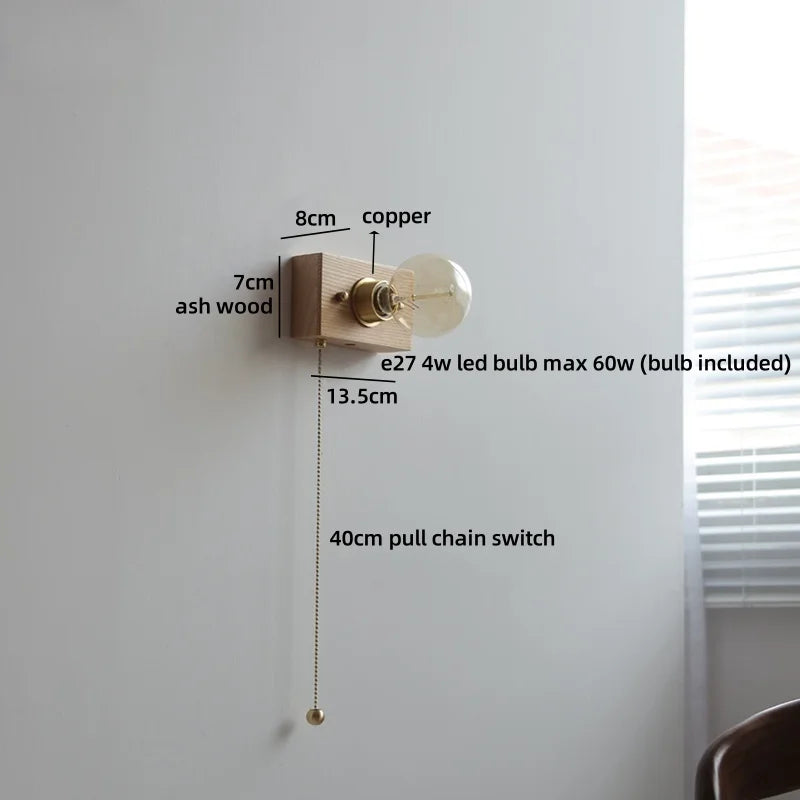 Sakura White Ceramic Walnut Wood LED Wall Lamp Japan Style