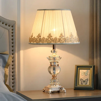 Retro Palace Crystal LED Table Lamp for Bedroom and Living Room