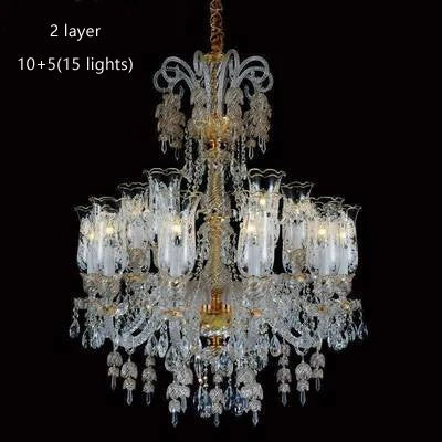 Long Clear Glass Chandelier for Living Room and Study Room