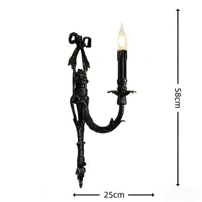 Camille Retro French Brass Crystal LED Wall Lamp Bedroom Accent