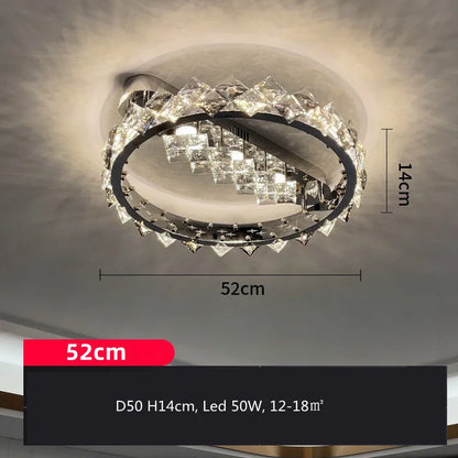 Sophie Modern Chrome Crystal Ring LED Ceiling Lamp Foyer Light