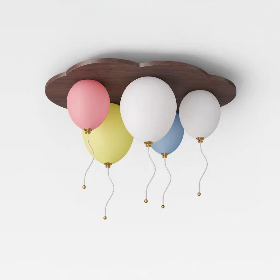 Amélie Cloud Balloon Wooden LED Ceiling Light Kids Room Dimmable