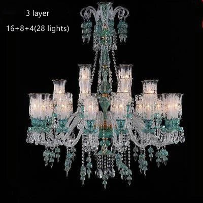 Long Clear Glass Chandelier for Living Room and Study Room