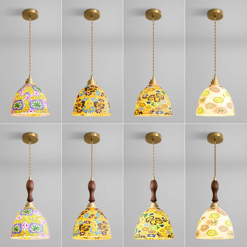 Isabelle Shell Glass Pendant Light Art Deco Bedside Lamp