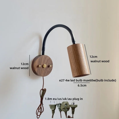 Élise Nordic Ash Wood LED Wall Lamp Pull Chain E27