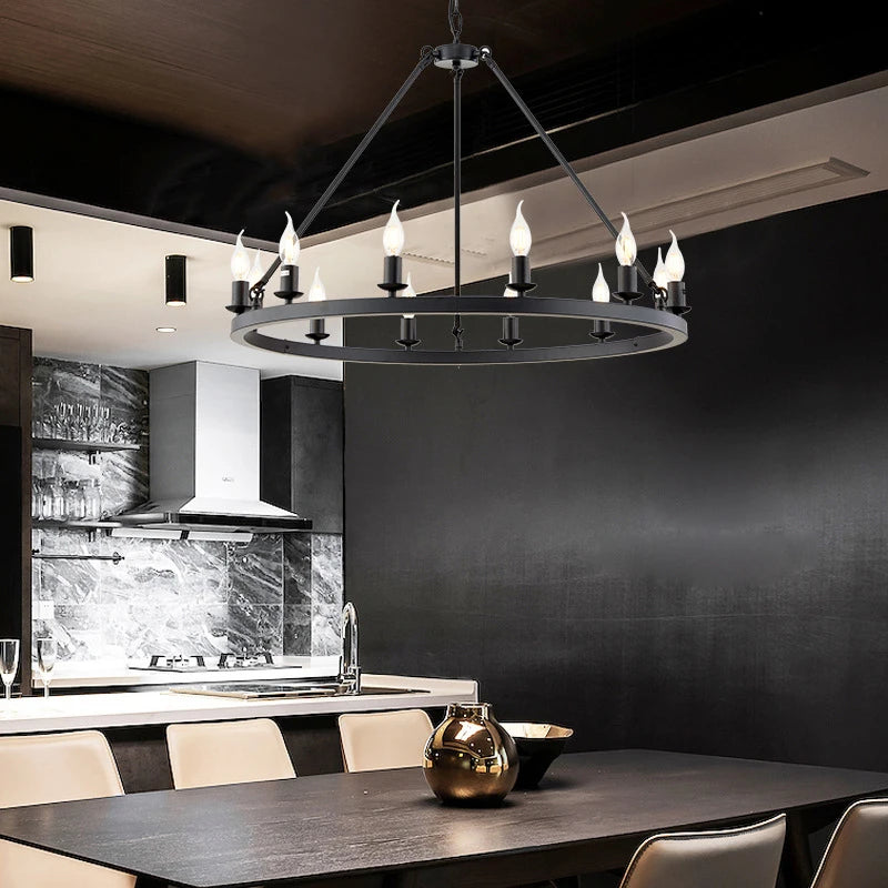 Wagon Wheel Chandelier Pendant Light for Cafés and Restaurants