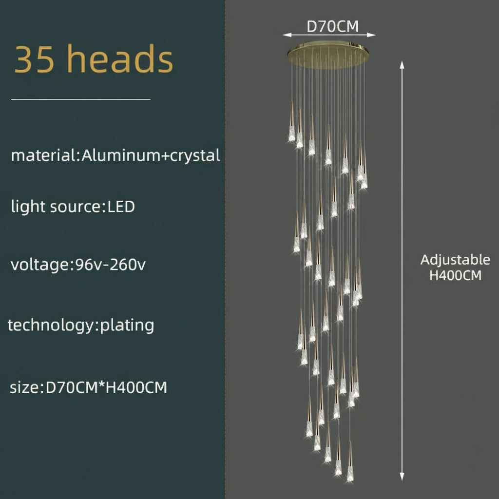 Vivienne Crystal Staircase Pendant Chandelier for Luxury Interiors