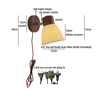 Élodie White Ceramic Iron LED Wall Lamp Switch Nordic