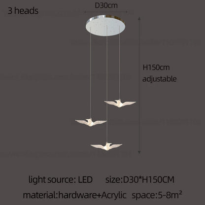 Delphine Swallow Bird LED Staircase Pendant Chandelier
