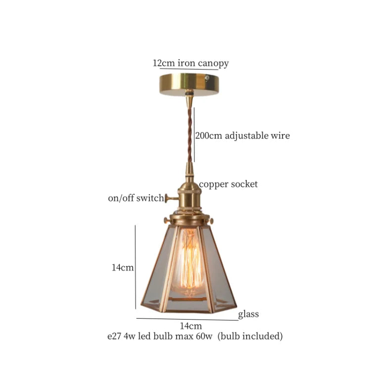 Élise Vintage Cracked Glass Copper LED Pendant Lamp Loft Style