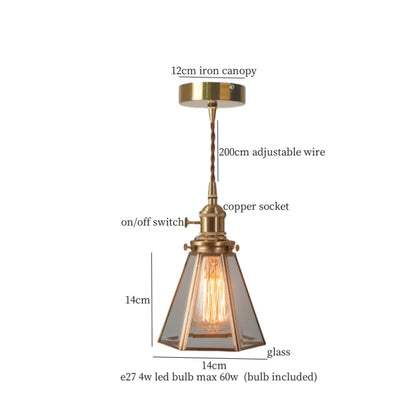 Élise Vintage Cracked Glass Copper LED Pendant Lamp Loft Style