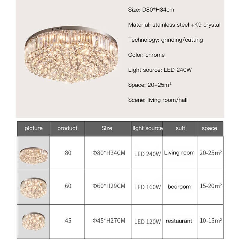 Clara Raindrop Crystal Ceiling Light