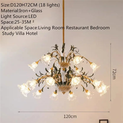 Évelyne Floral Glass Chandelier for Luxury Dining & Lobby Spaces