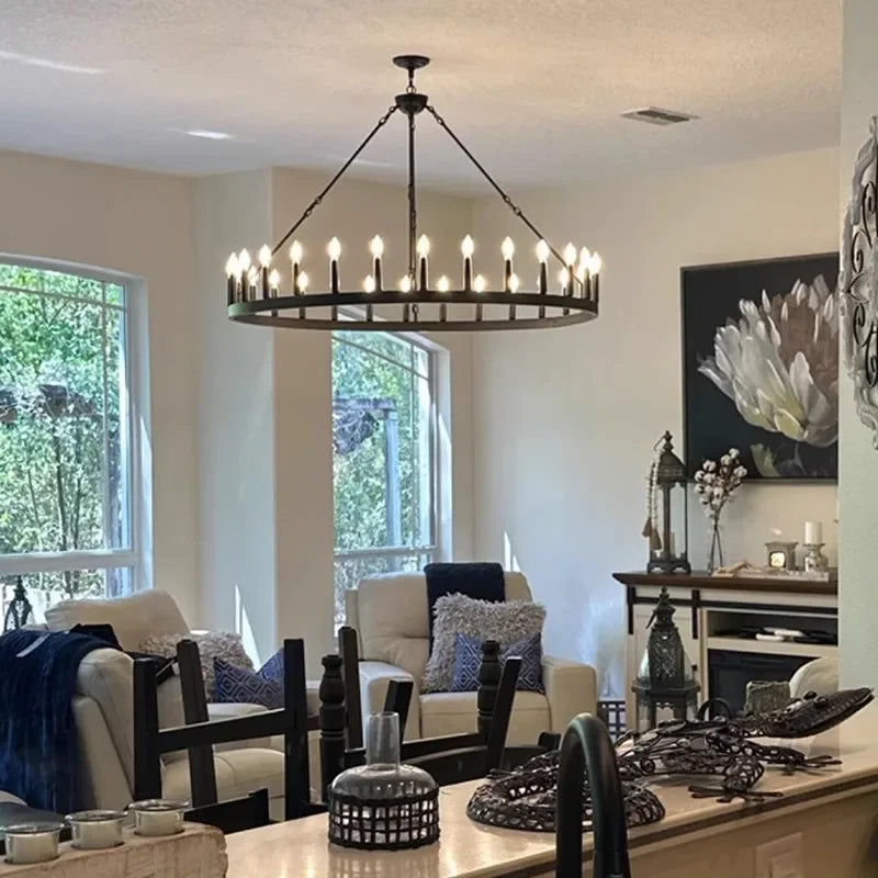 Anouk Wrought Iron Circular Pendant Light for Dining and Living Room