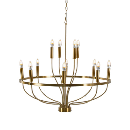 60W Rustic Candle-Style Round Chandelier for Dining Room and Café