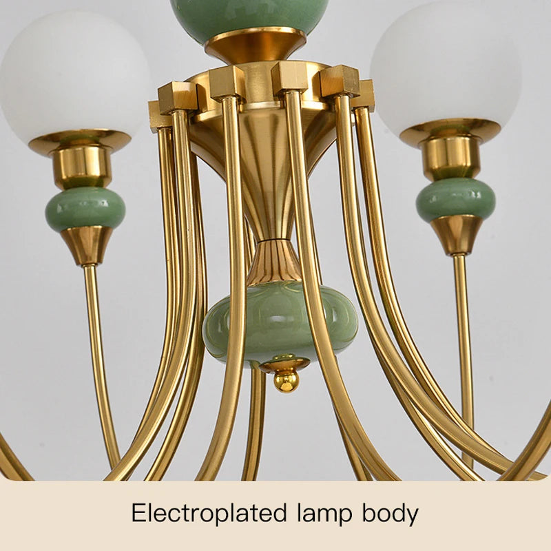 Geneviève Retro Gold Ceramic Chandelier