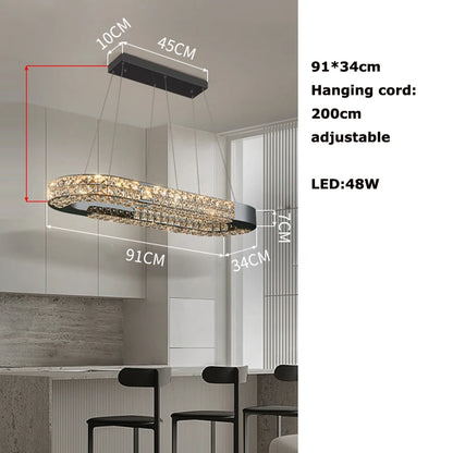 Sophie Scandinavian Crystal Chandelier Black Steel Ceiling Light