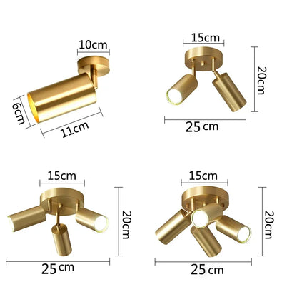 Juliette Postmodern Gold Adjustable GU10 Multi-Head Ceiling Spotlight