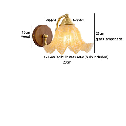Sakura White Ceramic Walnut Wood LED Wall Lamp Japan Style